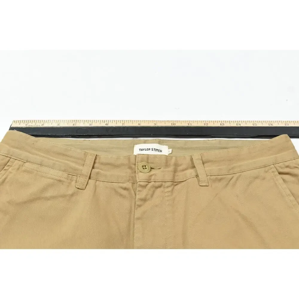 Taylor Stitch Chino Pants Mens 33 (34x35) Beige Straight Leg Slim Fit Cotton